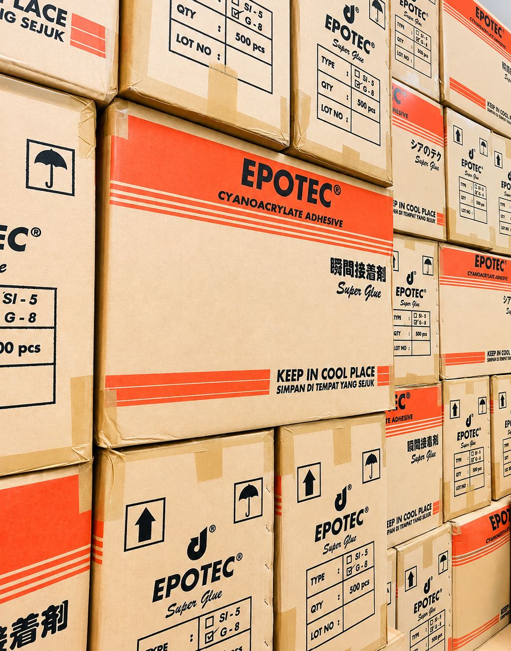 Stok EPOTEC super glue di gudang Jakarta